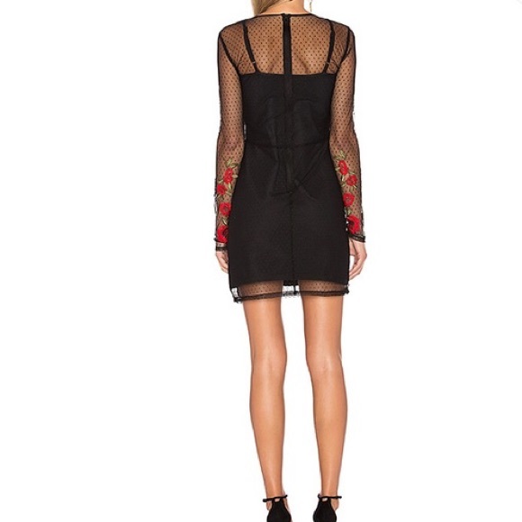 Lovers + Friends x Revolve Morella Black Lace Rose Dress - Picture 4 of 9